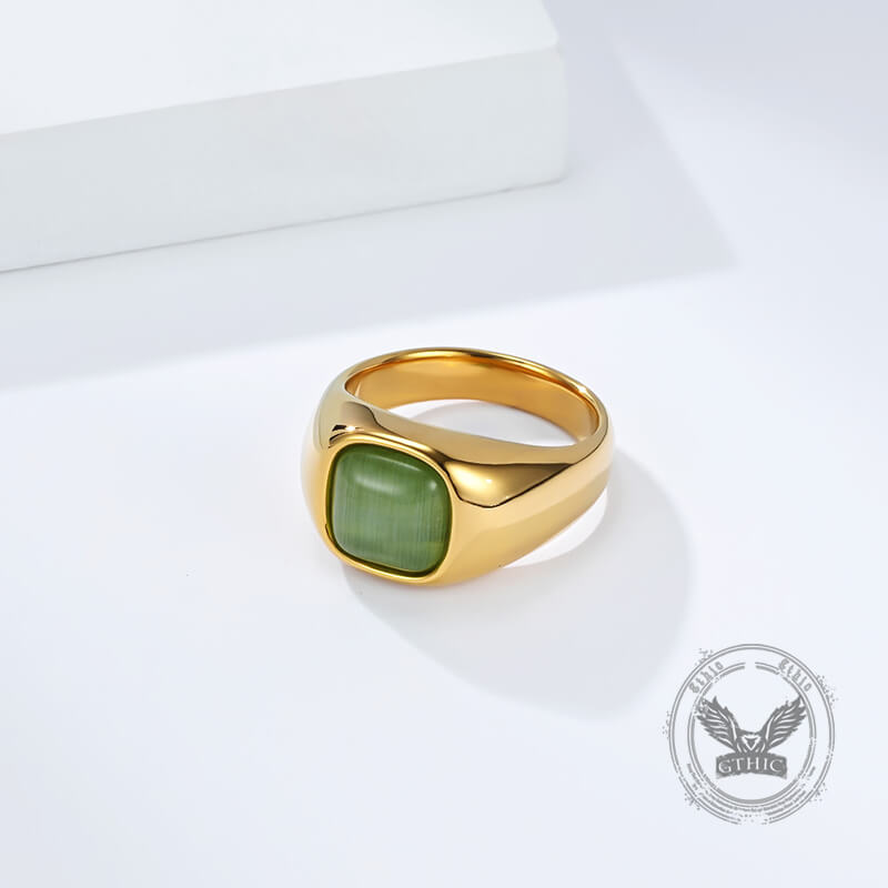 Minimalist Cat's Eye Stone Stainless Steel Versatile Ring