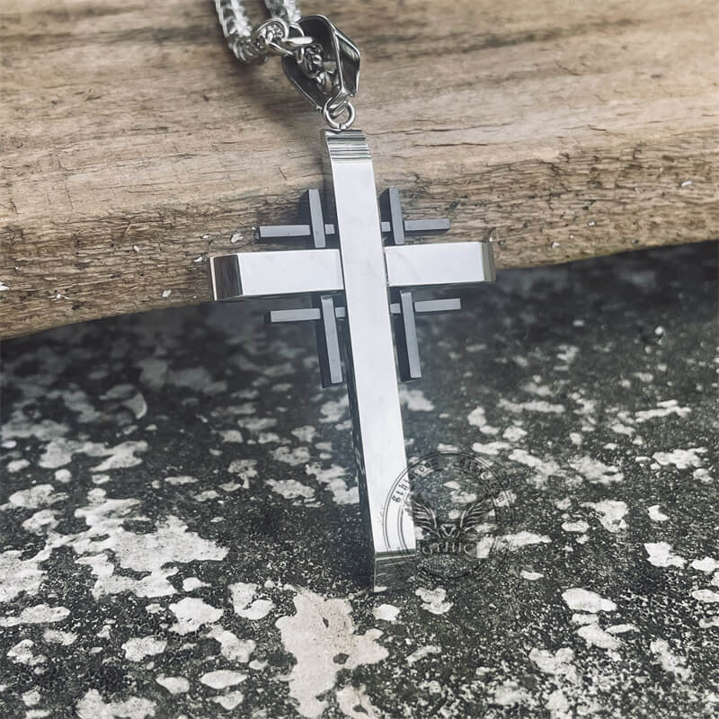 Minimalist Cross Pendant in Stainless Steel
