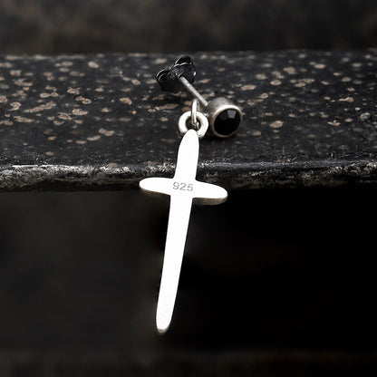 Minimalist Cross Earrings in Sterling Silver