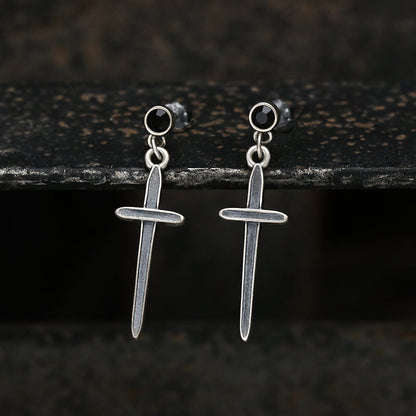 Minimalist Cross Earrings in Sterling Silver