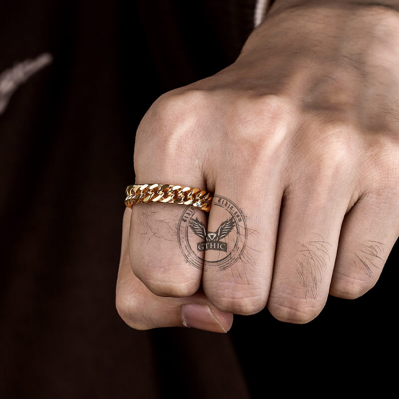 Minimalist Double Weave Chain Ring in Stainless Steel