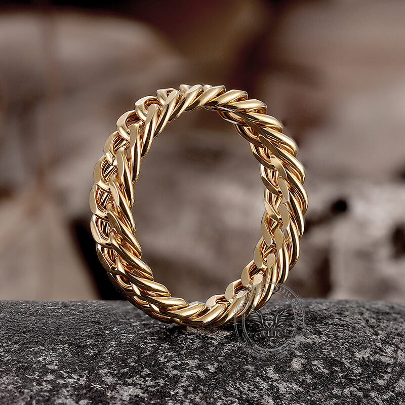 Minimalist Double Weave Chain Ring in Stainless Steel