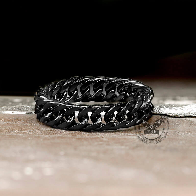 Minimalist Double Weave Chain Ring in Stainless Steel