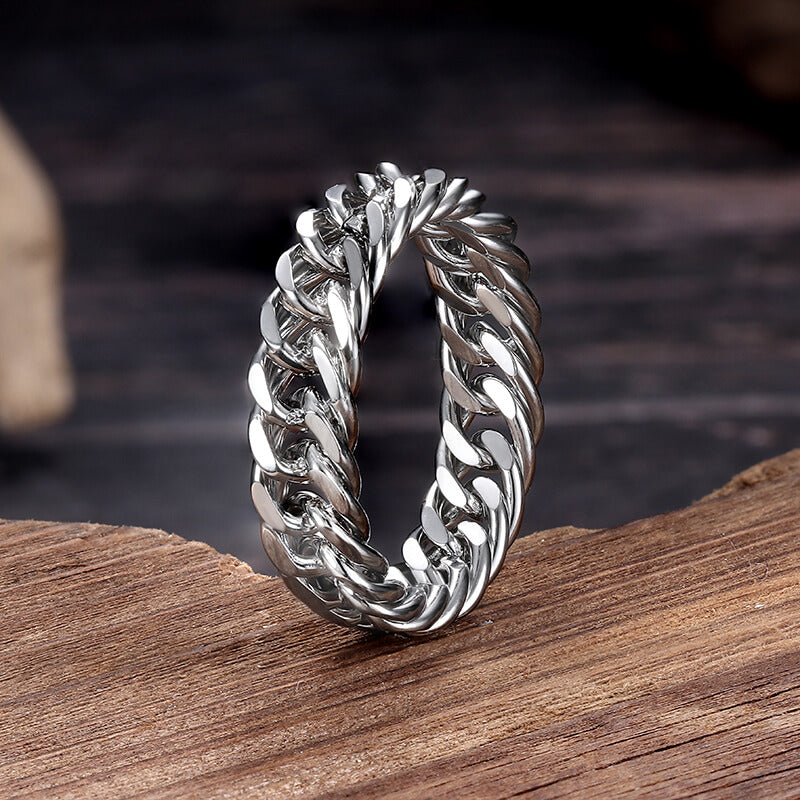 Minimalist Double Weave Chain Ring in Stainless Steel