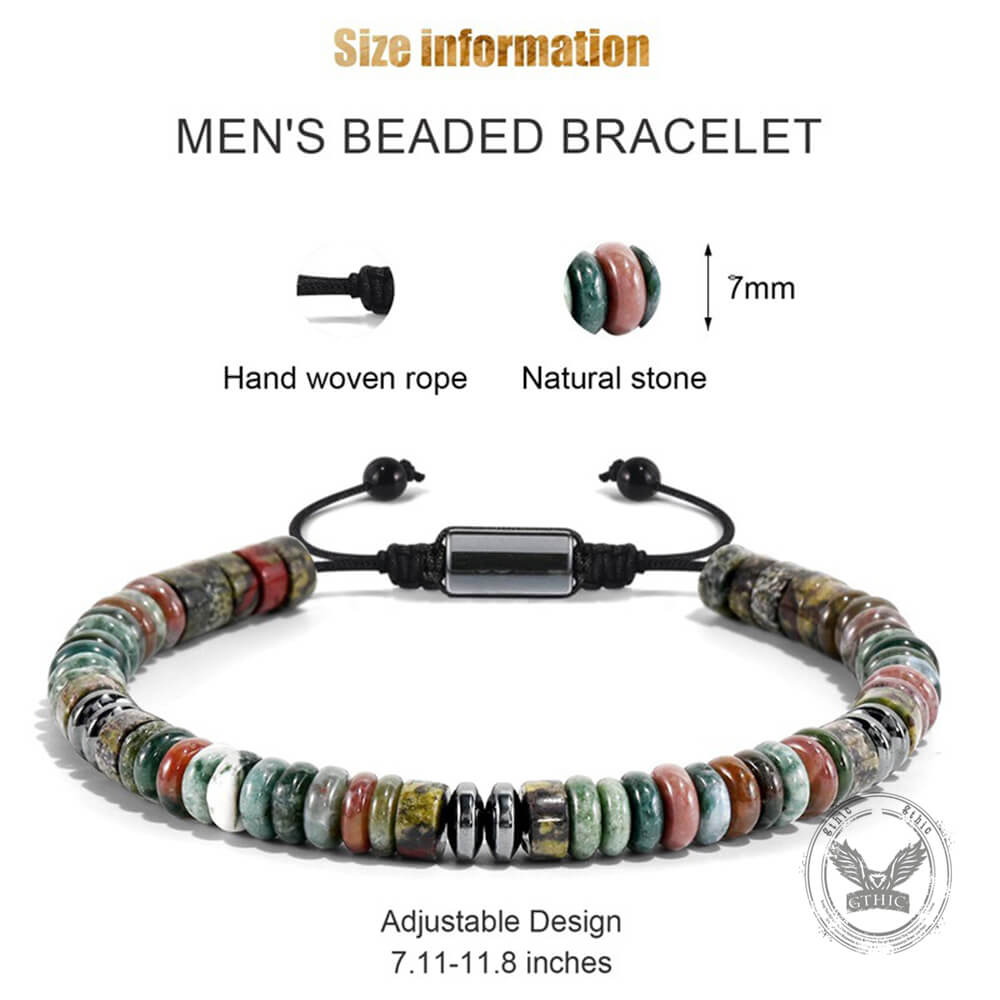 Minimalist Flat Natural Stone Beads Adjustable Bracelet