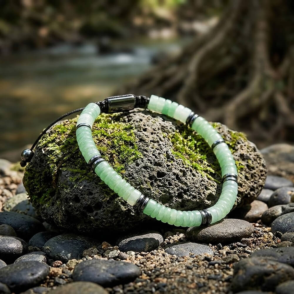 Minimalist Flat Natural Stone Beads Adjustable Bracelet