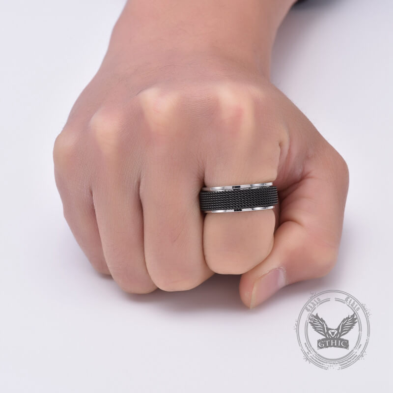 Minimalist Mesh Woven Stainless Steel Spinner Ring
