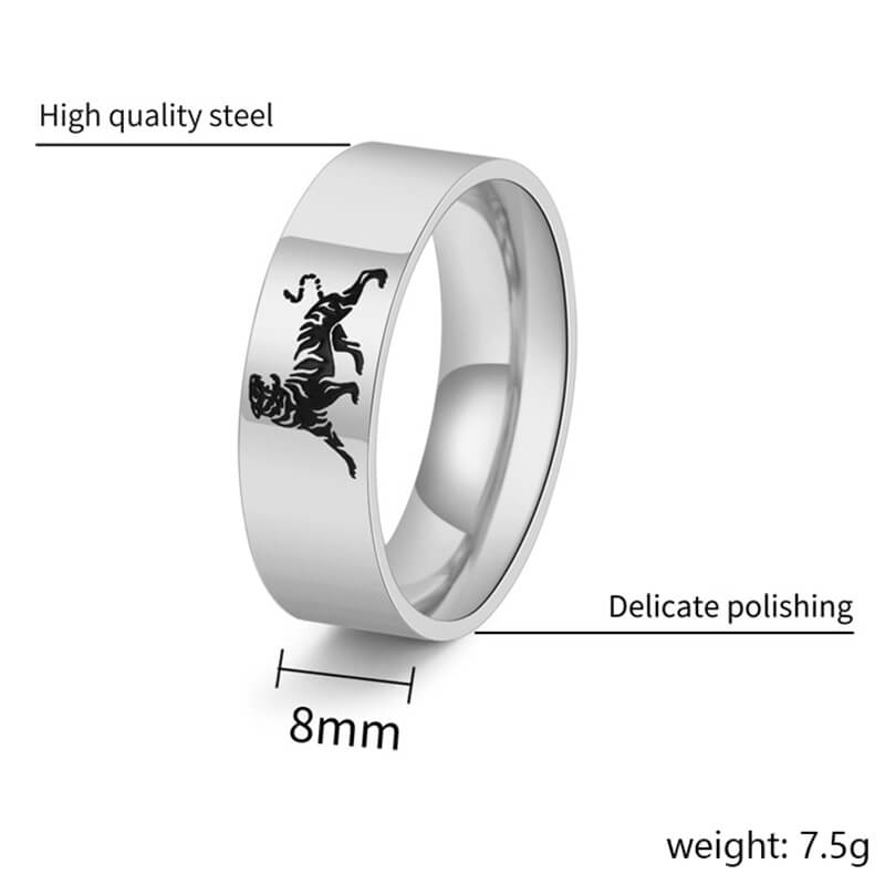 Minimalist Polished Domineering Tiger Ring in Stainless Steel