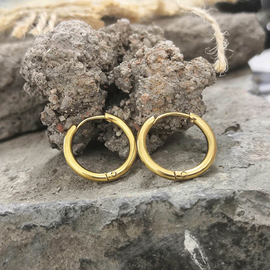 Minimalist Round Hoop Earrings in Stainless Steel