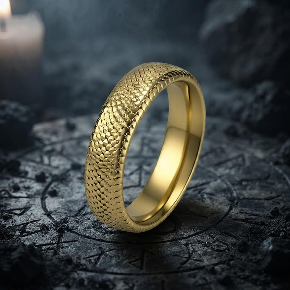 Minimalist Snake-Scale Stainless Steel Couple Ring