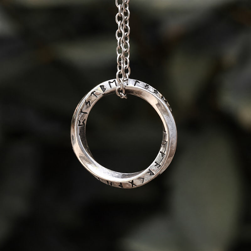 Mobius Strip Runes Viking Pendant in Stainless Steel