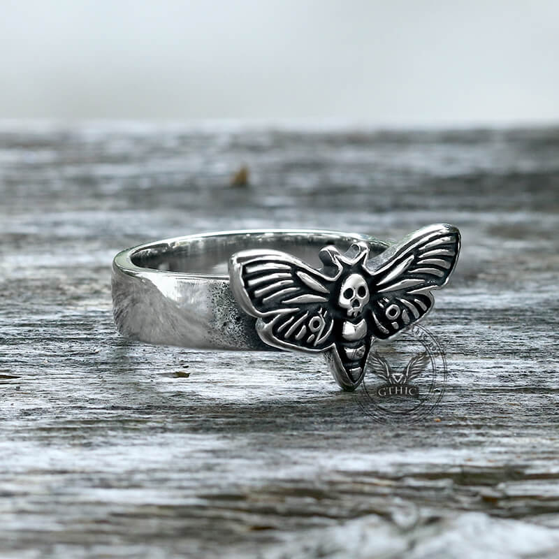 Moth Skull Stainless Steel Animal Ring