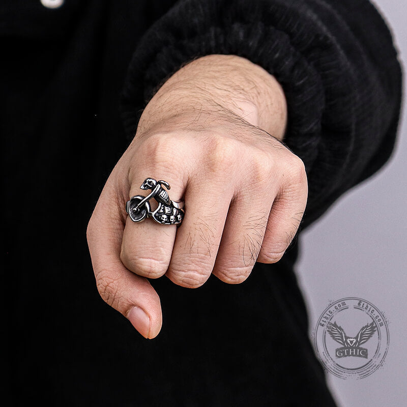 Motorcycle Skull Stainless Steel Biker Ring