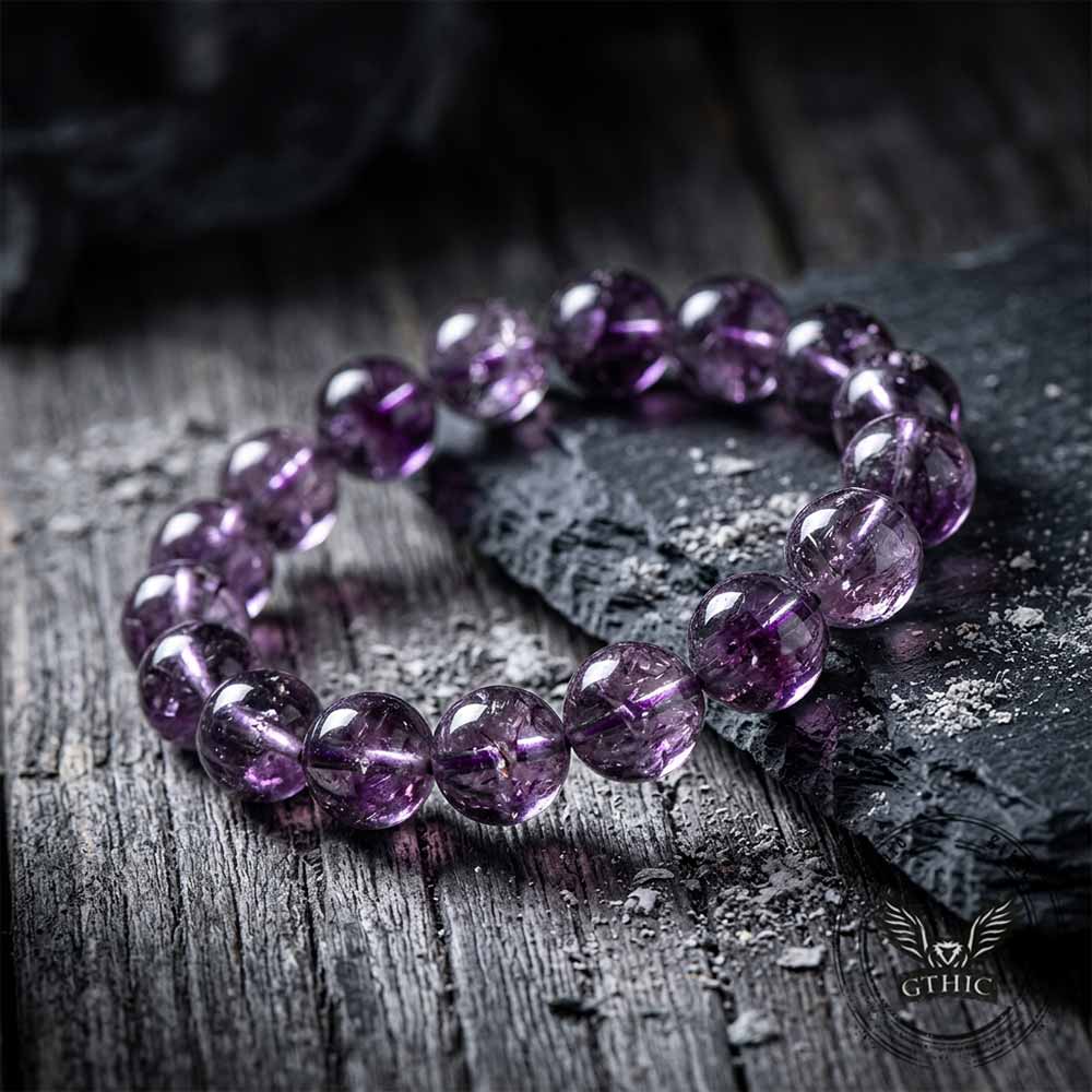 Natural Azeztulite Purple Crystal Beaded Bracelet