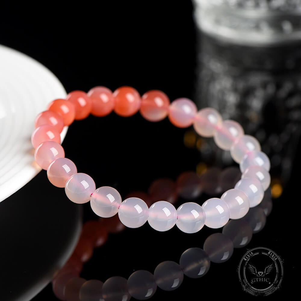 Natural Gradient Pink Yanyuan Agate Bead Bracelet