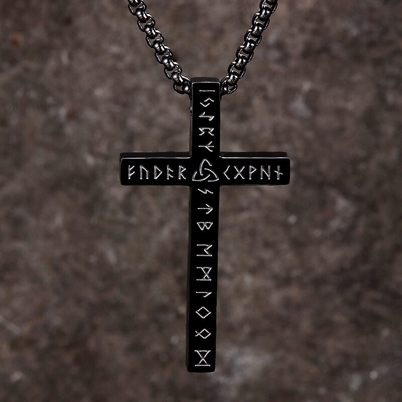 Nordic Celtic Knot Rune Cross Pendant in Stainless Steel