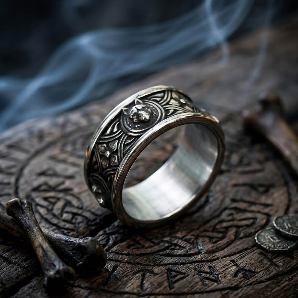 Nordic Retro Wolf Head Totem Ring in Stainless Steel