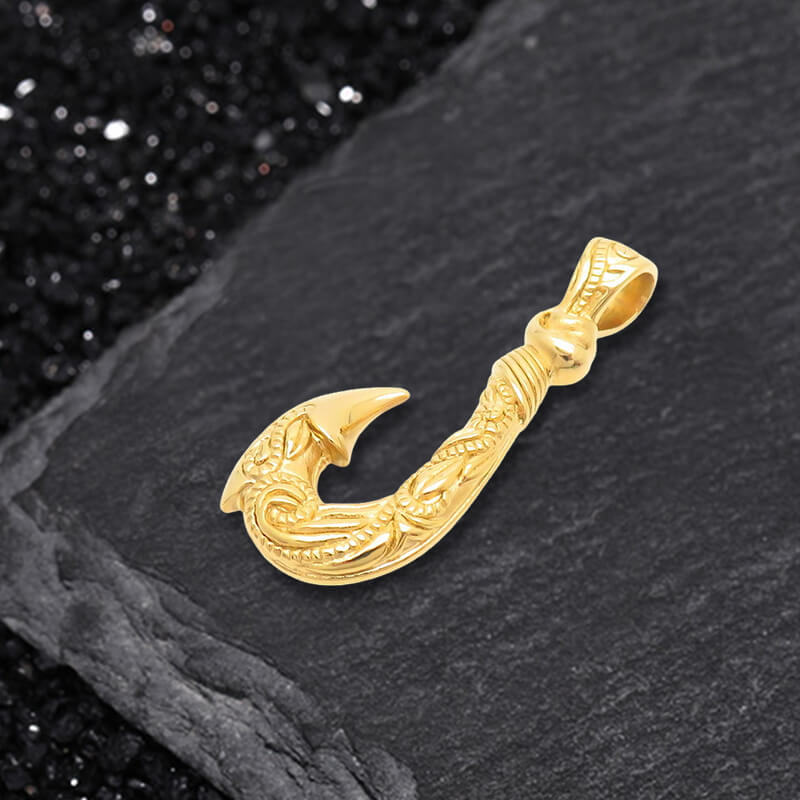 Nordic Viking Fish Hook Pendant in Stainless Steel