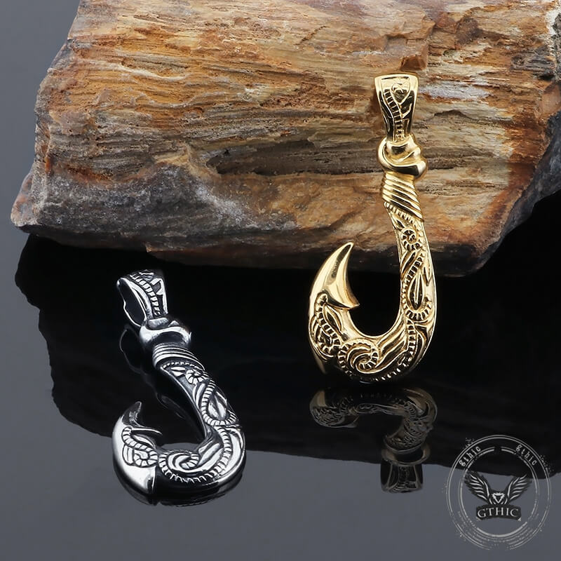 Nordic Viking Fish Hook Pendant in Stainless Steel