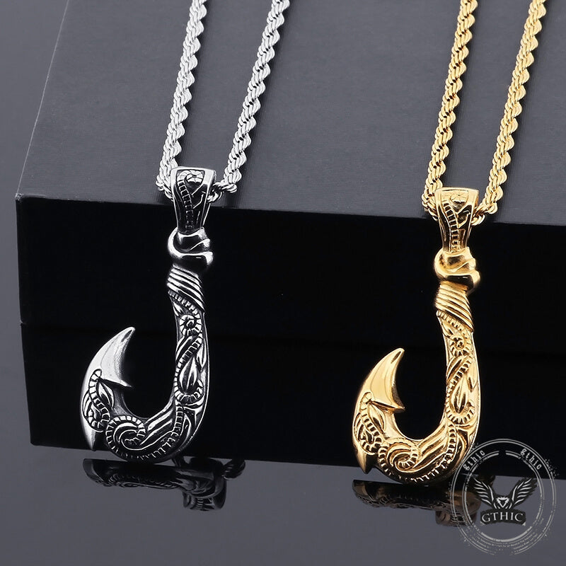 Nordic Viking Fish Hook Pendant in Stainless Steel