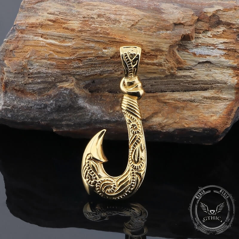 Nordic Viking Fish Hook Pendant in Stainless Steel