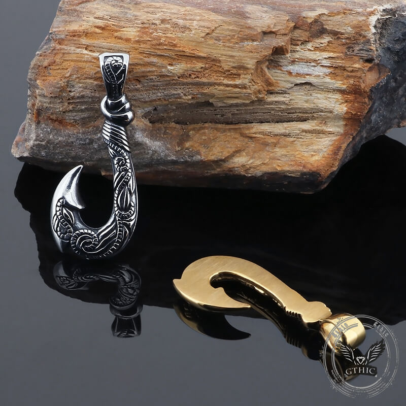 Nordic Viking Fish Hook Pendant in Stainless Steel
