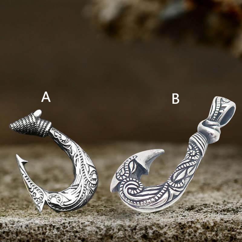 Nordic Viking Fish Hook Pendant in Stainless Steel