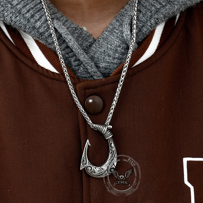Nordic Viking Fish Hook Pendant in Stainless Steel