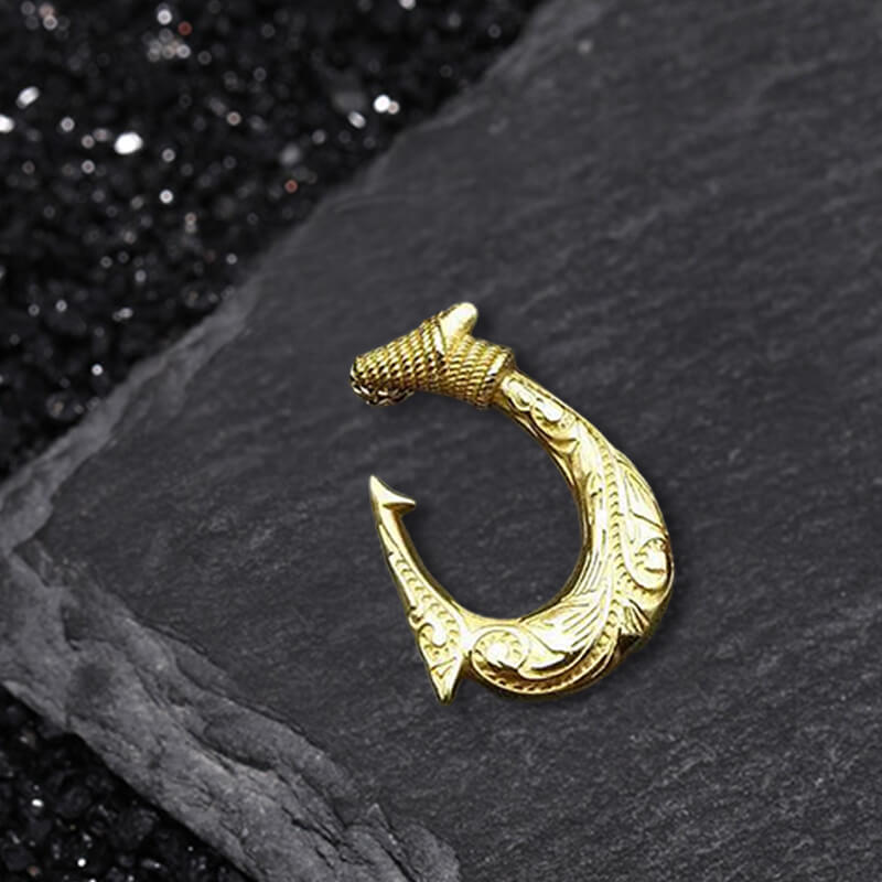 Nordic Viking Fish Hook Pendant in Stainless Steel