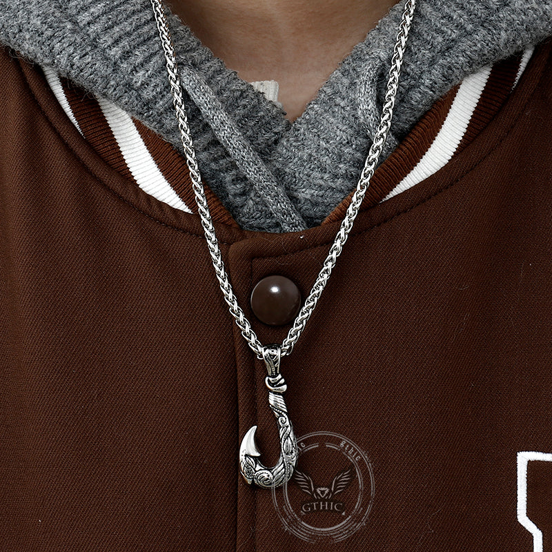 Nordic Viking Fish Hook Pendant in Stainless Steel