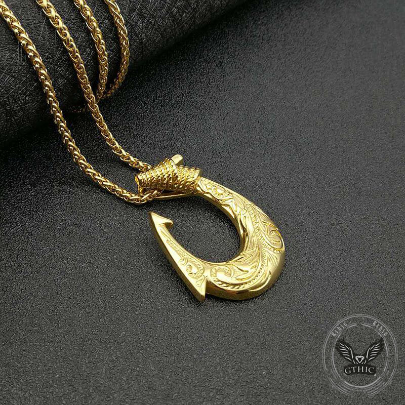 Nordic Viking Fish Hook Pendant in Stainless Steel