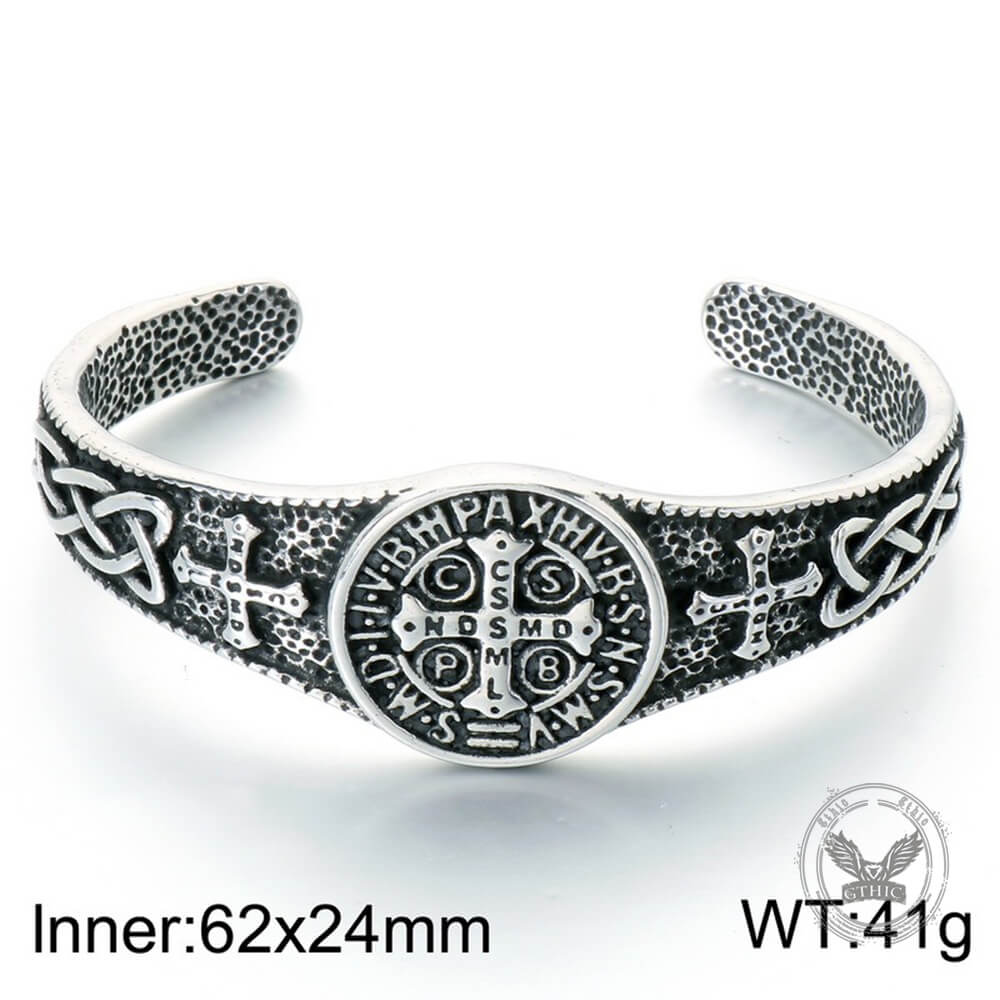Nordic Viking Rune Celtic Knot Stainless Steel Cuff Bracelet
