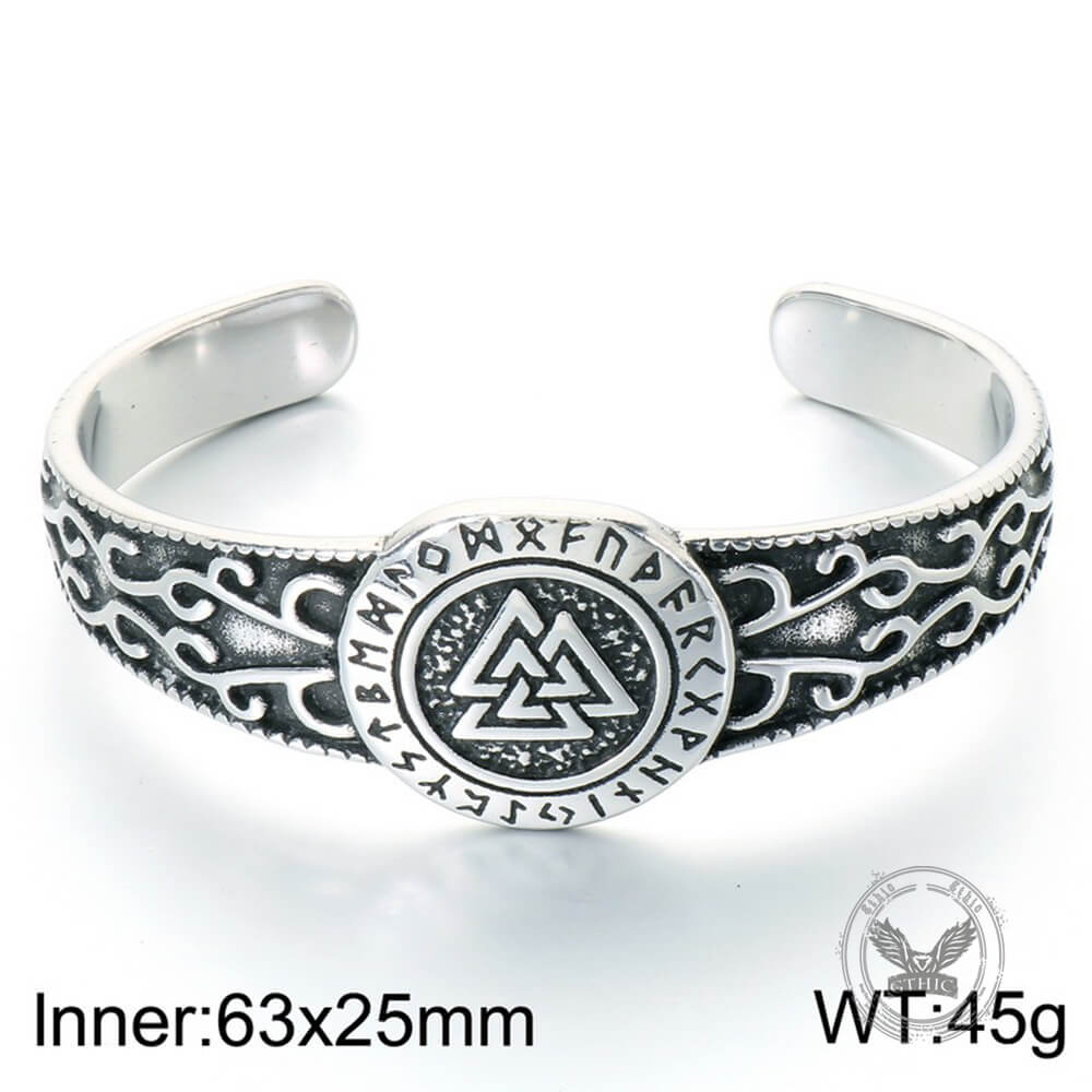 Nordic Viking Rune Celtic Knot Stainless Steel Cuff Bracelet