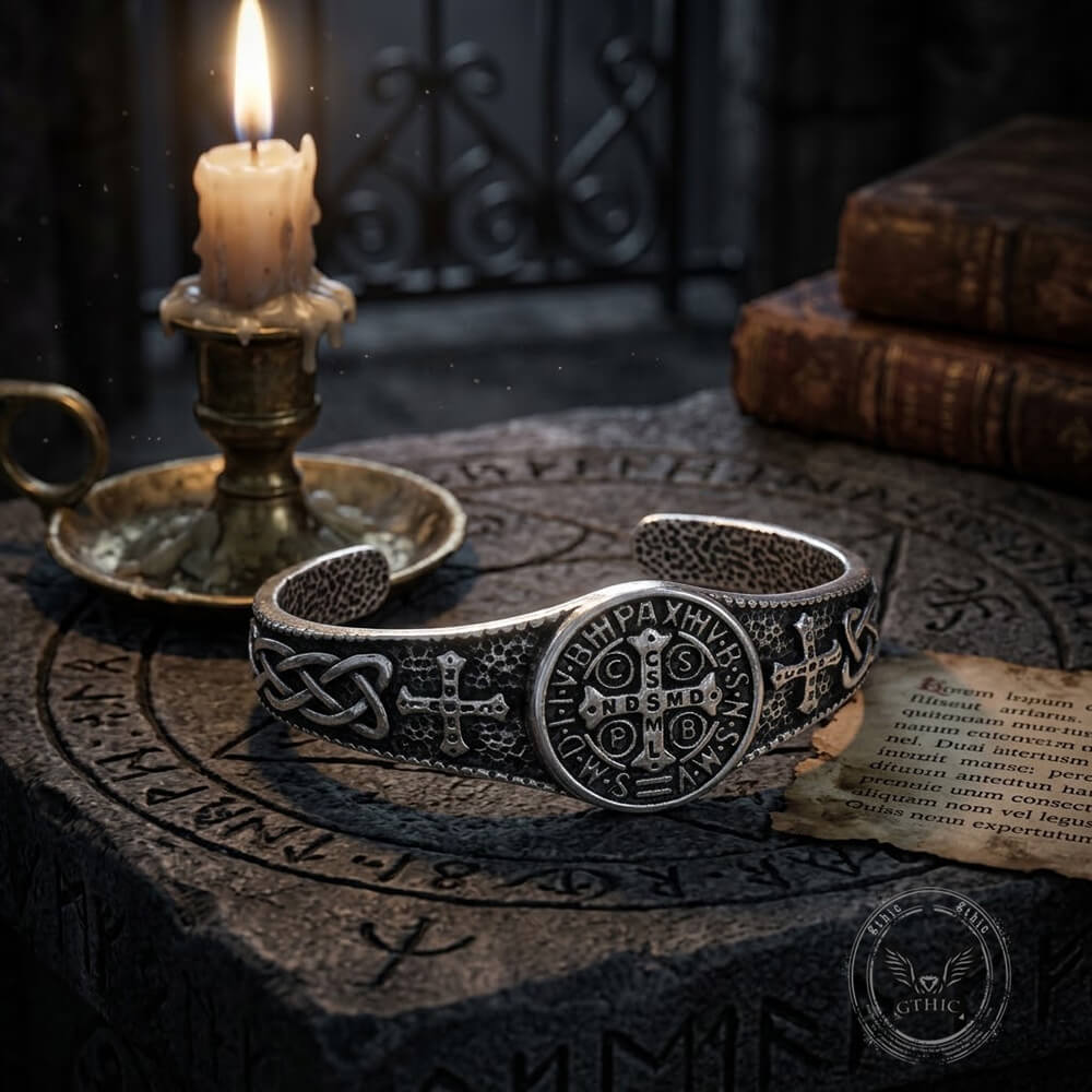 Nordic Viking Rune Celtic Knot Stainless Steel Cuff Bracelet