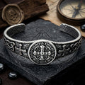 Nordic Viking Rune Celtic Knot Stainless Steel Cuff Bracelet
