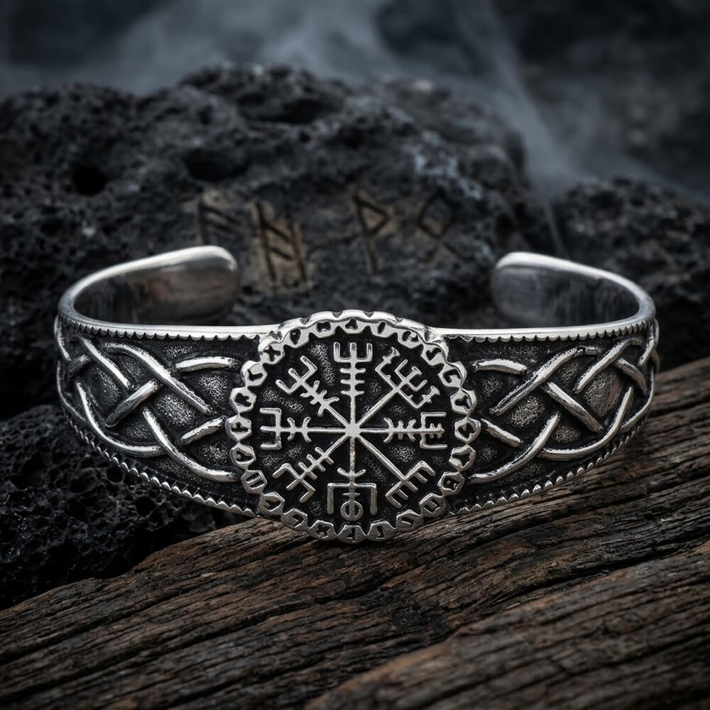 Nordic Viking Rune Celtic Knot Stainless Steel Cuff Bracelet