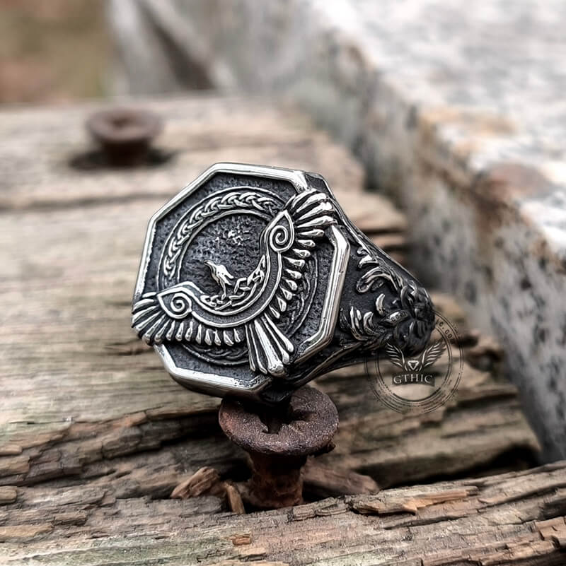 Norse Flying Eagle Viking Ring in Stainless Steel