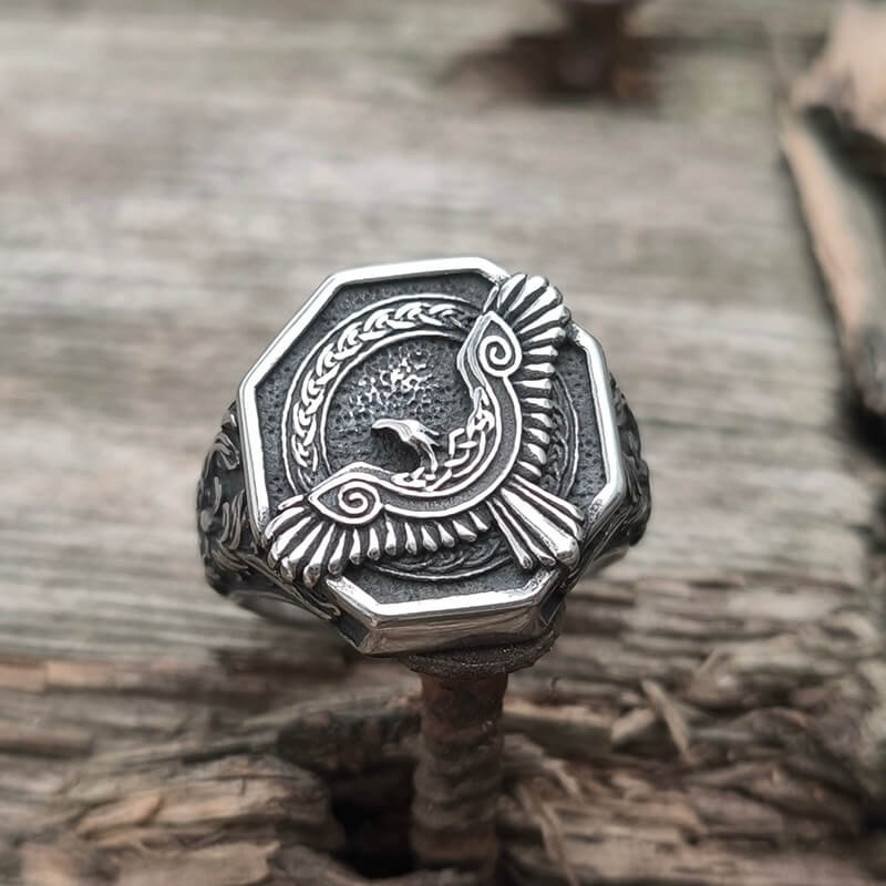 Norse Flying Eagle Viking Ring in Stainless Steel