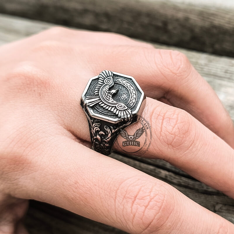 Norse Flying Eagle Viking Ring in Stainless Steel