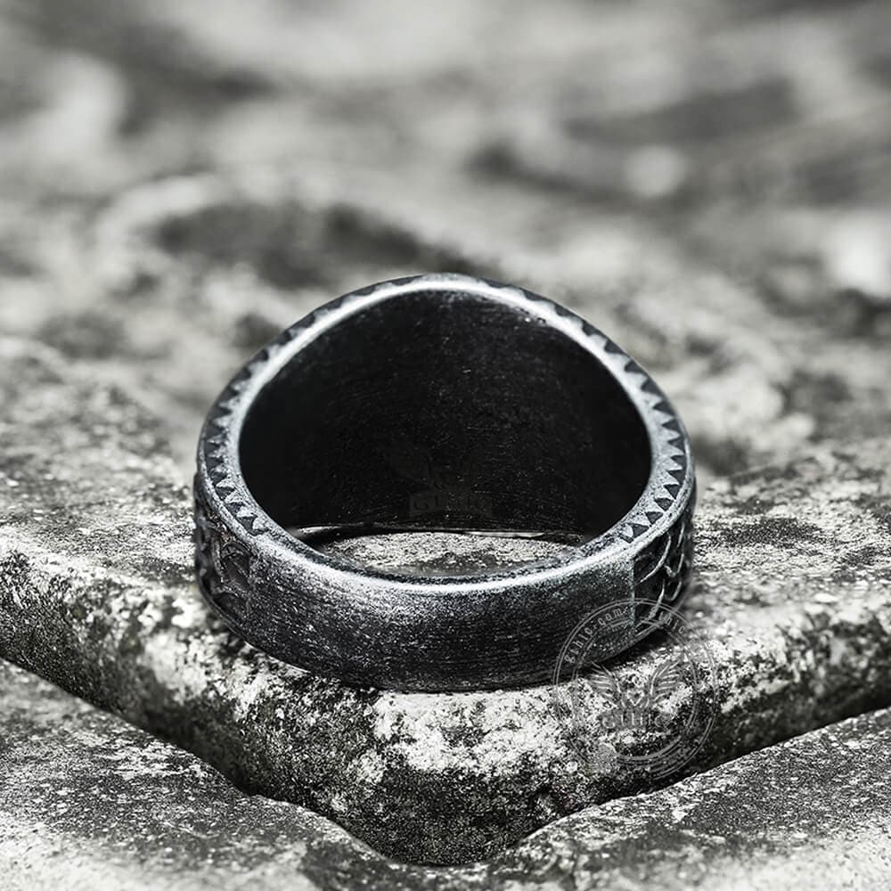 Norse Helm of Awe Eagle Viking Ring in Stainless Steel