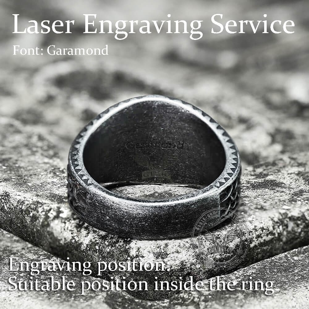 Norse Helm of Awe Eagle Viking Ring in Stainless Steel