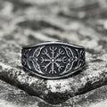 Norse Helm of Awe Eagle Viking Ring in Stainless Steel