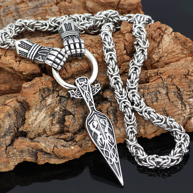 Norse Mjolnir Rune Sword Viking Pendant in Stainless Steel