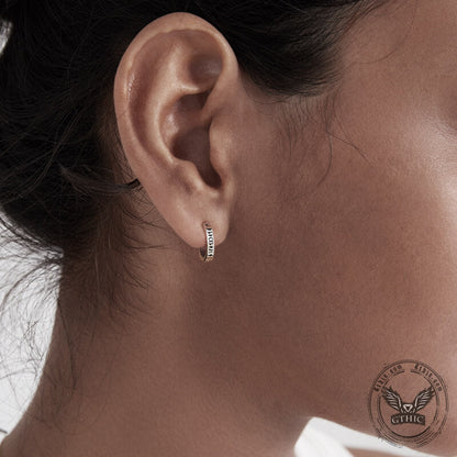 Octagon Viking Runes Hoop Earrings in Stainless Steel