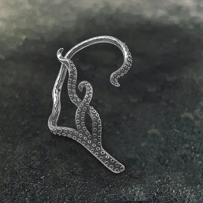 Octopus Tentacles Stainless Steel Ear Cuffs