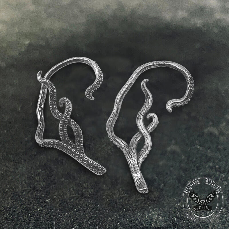 Octopus Tentacles Stainless Steel Ear Cuffs