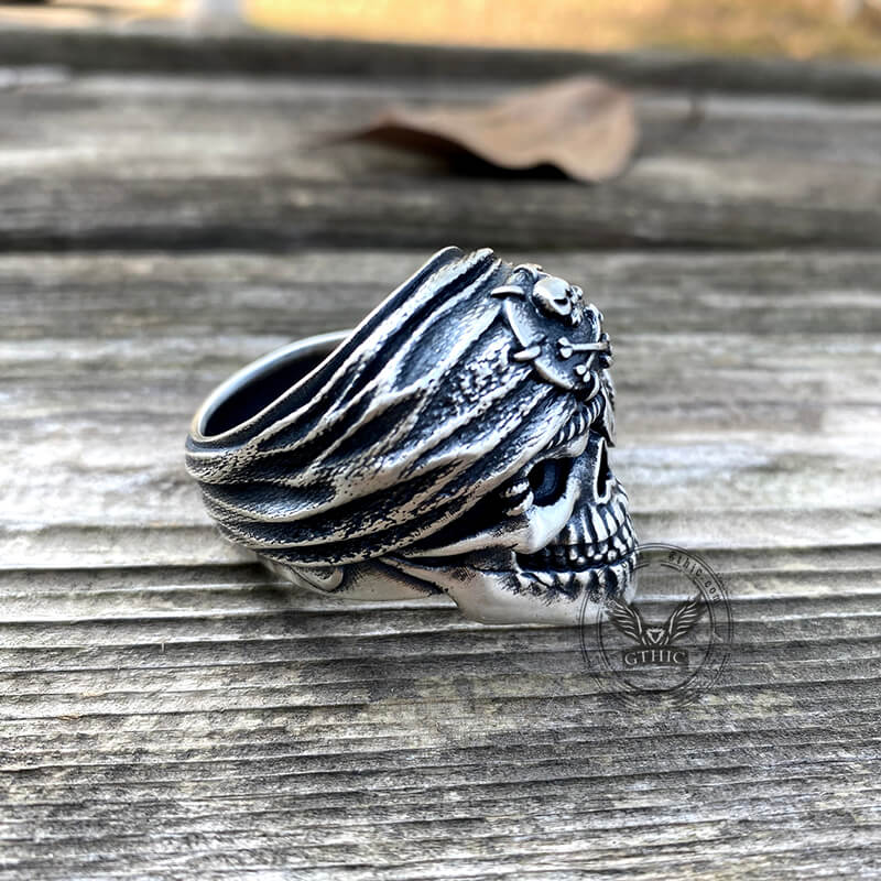 One-Eyed Pirate Sterling Silver Skull Ring