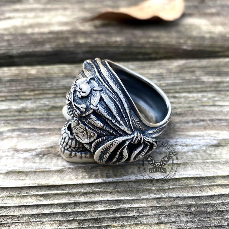 One-Eyed Pirate Sterling Silver Skull Ring