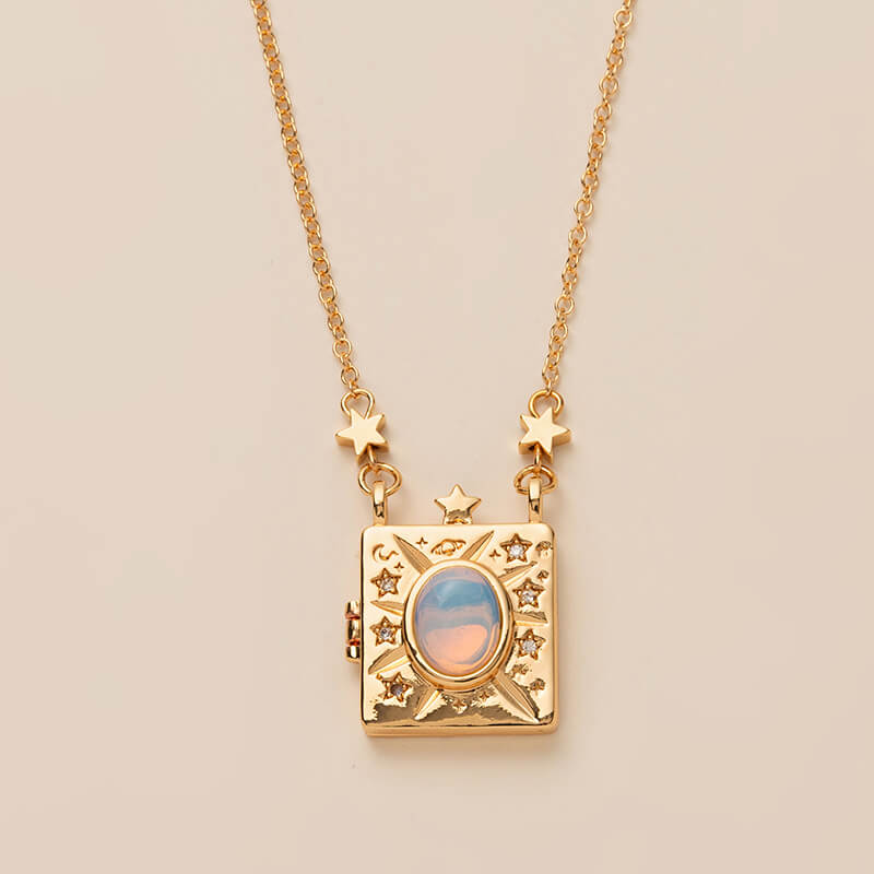 Openable Love Words Vow Album Copper Locket Necklace