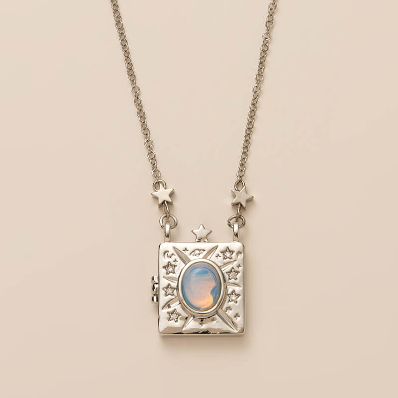 Openable Love Words Vow Album Copper Locket Necklace